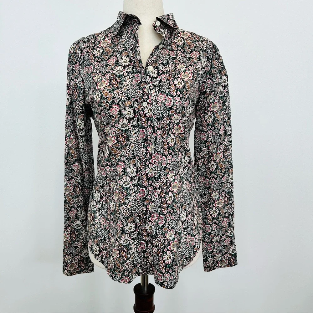 J.Crew Liberty Fabric Floral Button Down Shirt Women Size 0